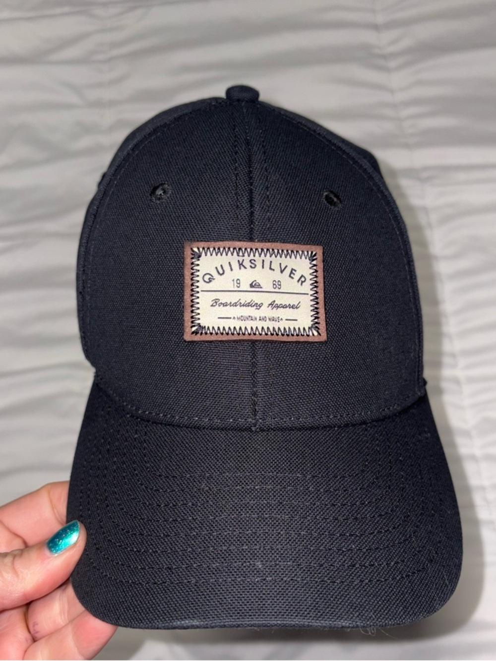 Quicksilver Baseball Hat Cap Patch Black Tan